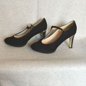 CATO Black Suede Gold Heels Women's size 9M